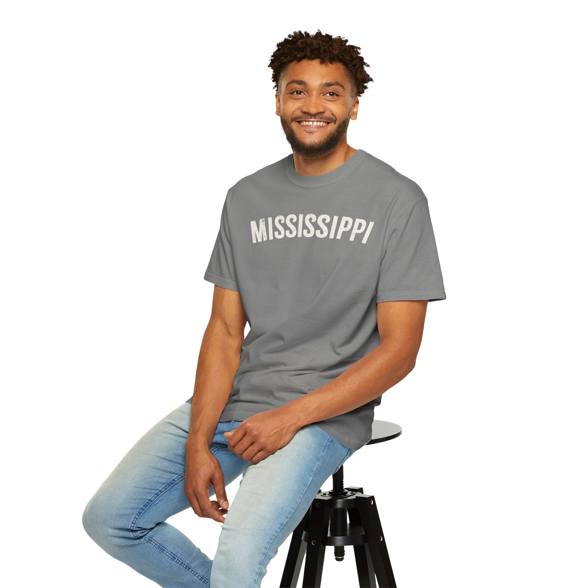 Mississippi Arch Tee - Bone Color Lettering