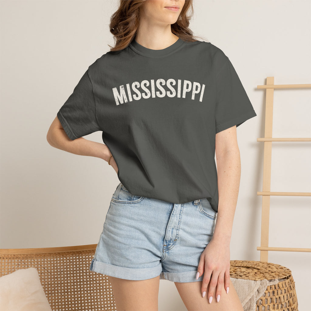 Mississippi Arch Tee - Bone Color Lettering