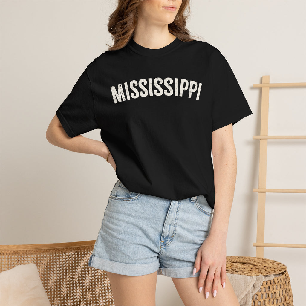 Mississippi Arch Tee - Bone Color Lettering