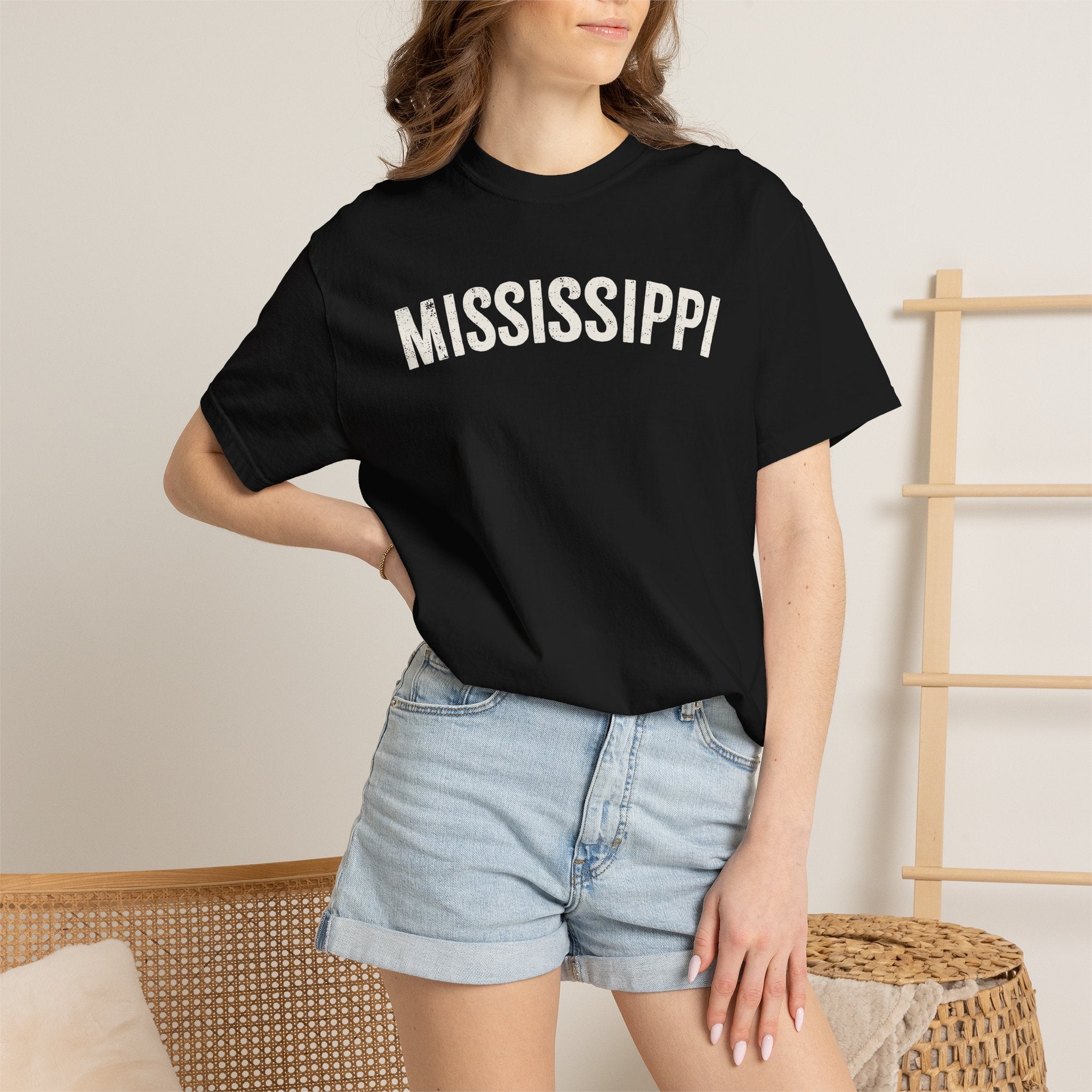 Mississippi Arch Tee - Bone Color Lettering
