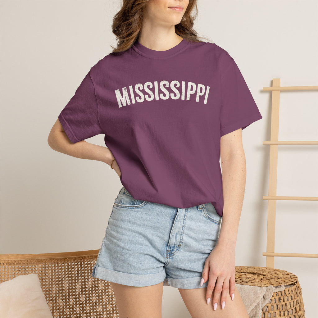 Mississippi Arch Tee - Bone Color Lettering