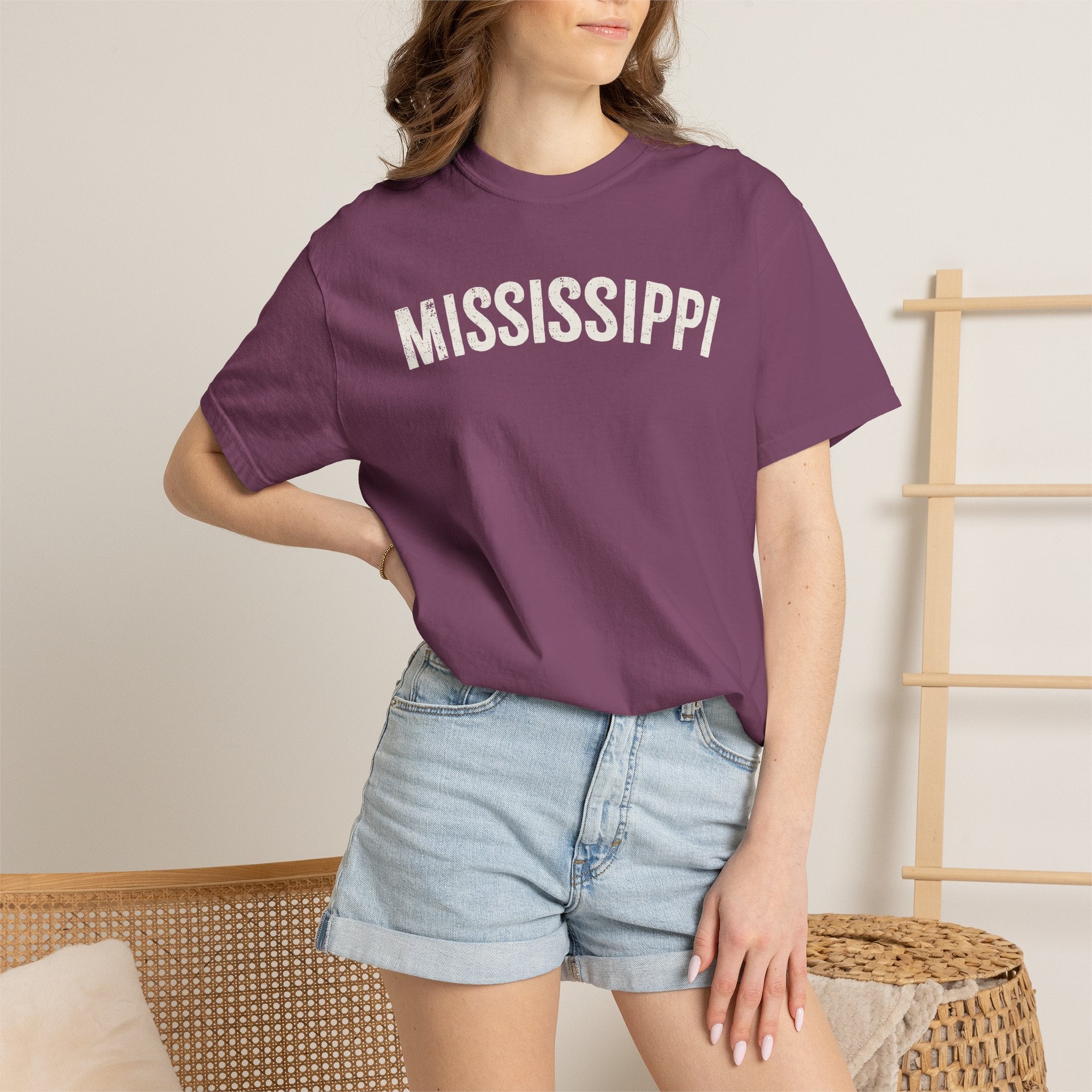 Mississippi Arch Tee - Bone Color Lettering