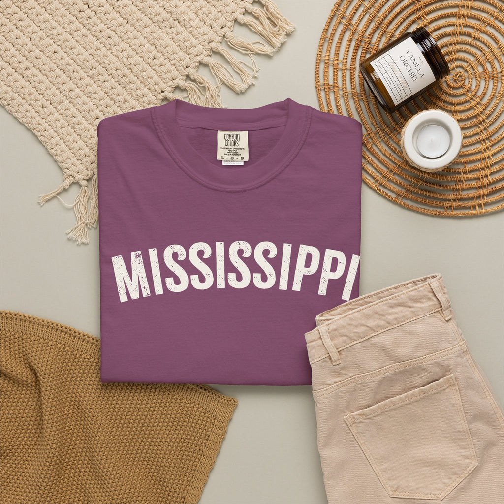 Mississippi Arch Tee - Bone Color Lettering