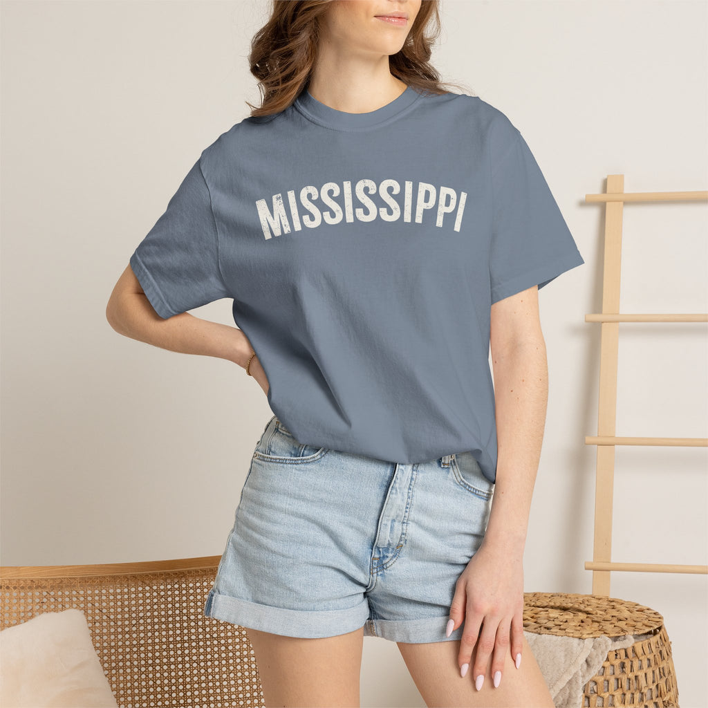 Mississippi Arch Tee - Bone Color Lettering
