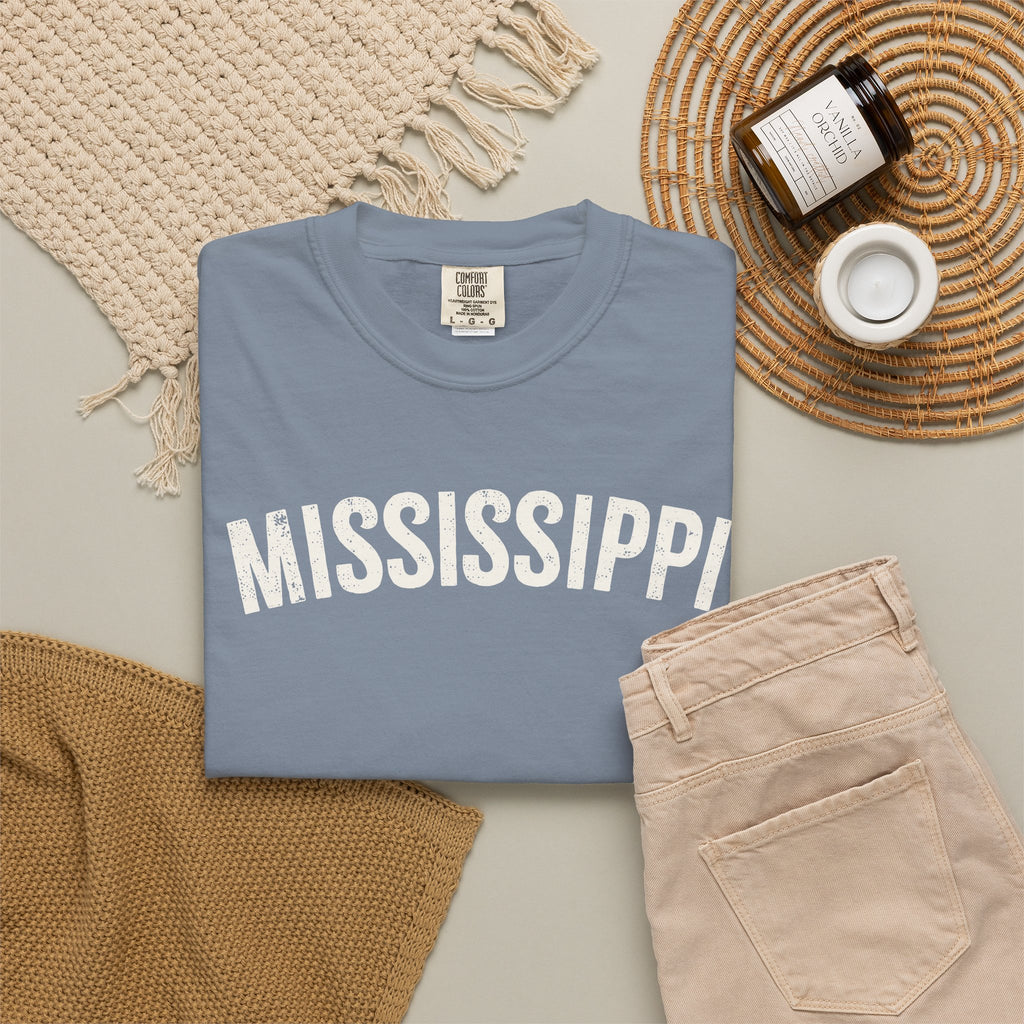 Mississippi Arch Tee - Bone Color Lettering
