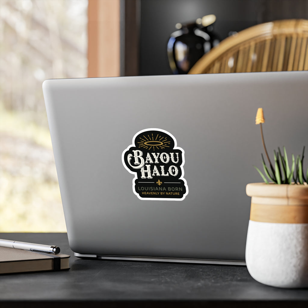 Bayou Halo Kiss-Cut Vinyl Sticker — "Louisiana Born, Heavenly By Nature"
