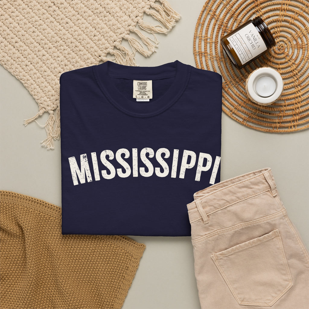 Mississippi Arch Tee - Bone Color Lettering