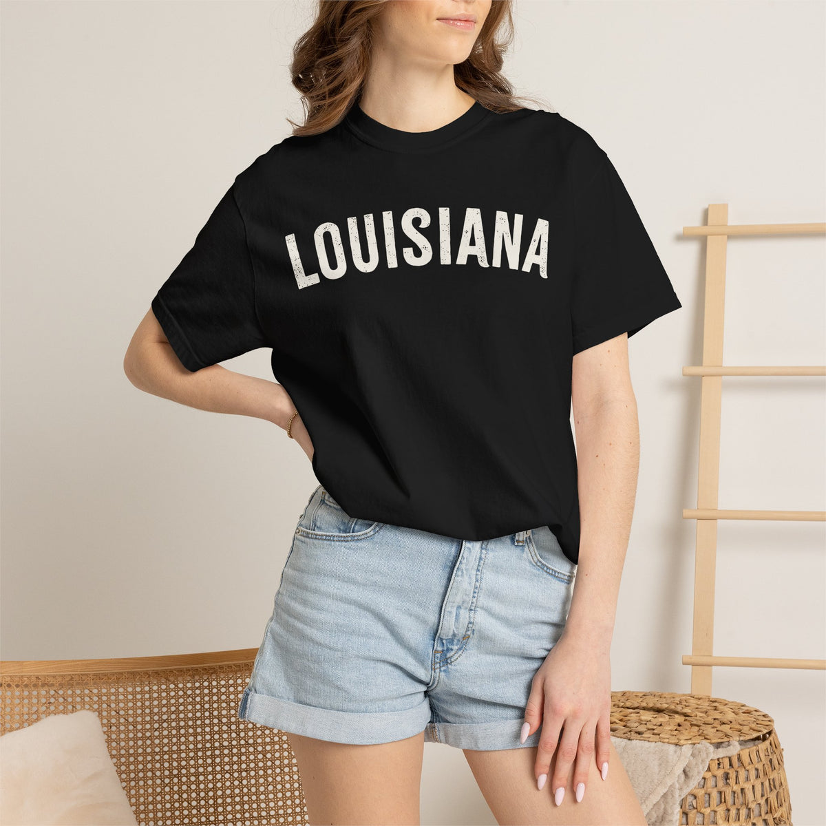 Louisiana Arch Tee - Bone Color Lettering
