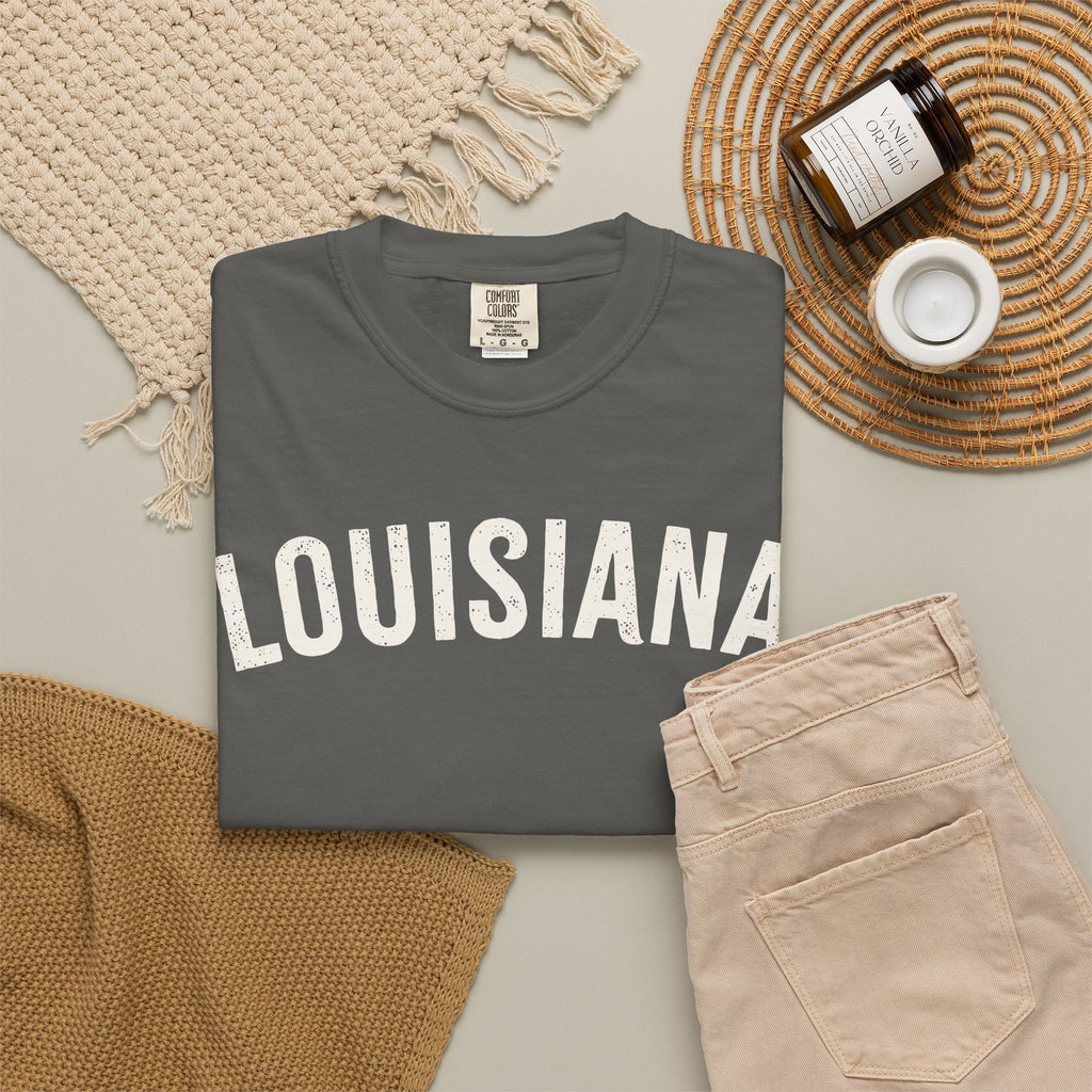Louisiana Arch Tee - Bone Color Lettering