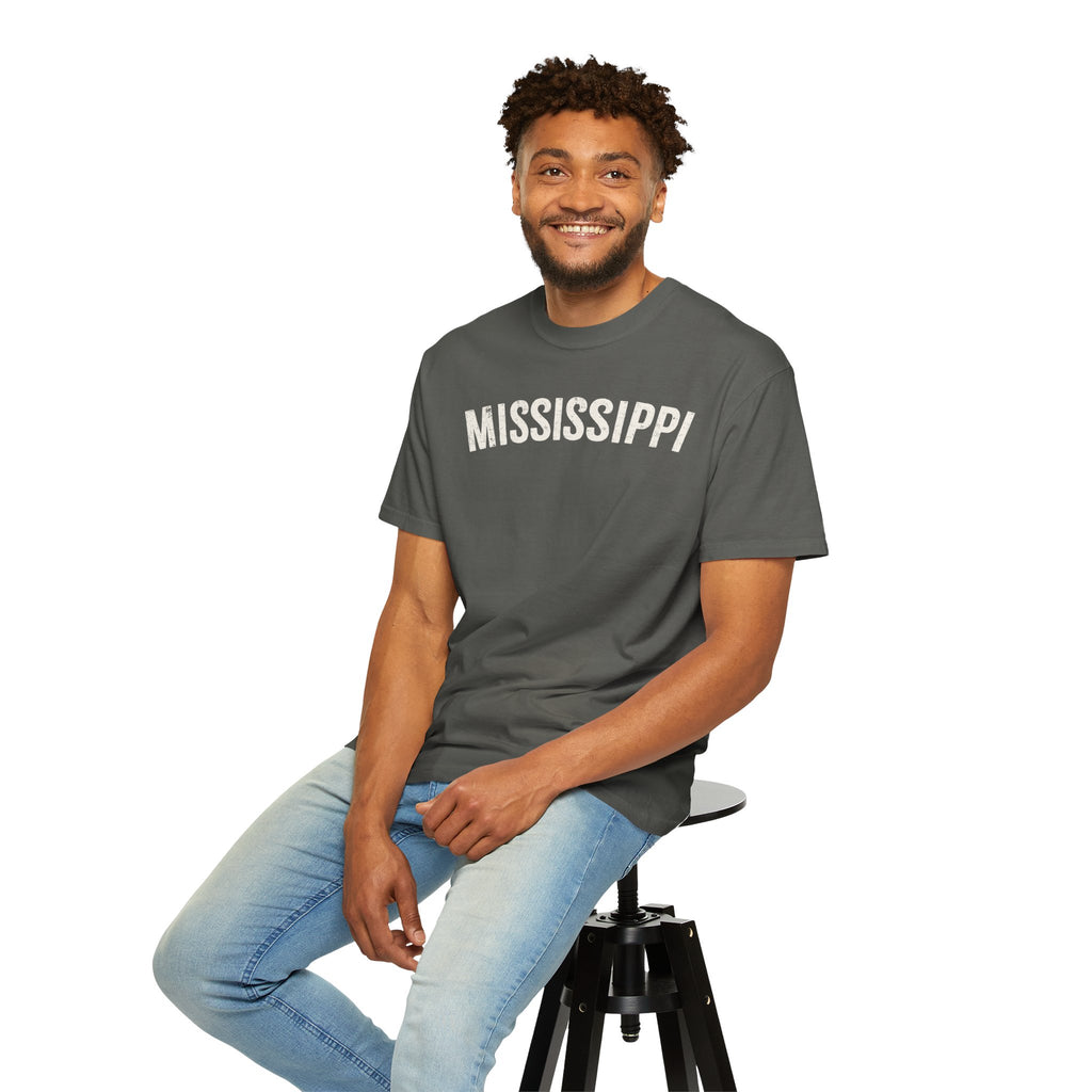 Mississippi Arch Tee - Bone Color Lettering