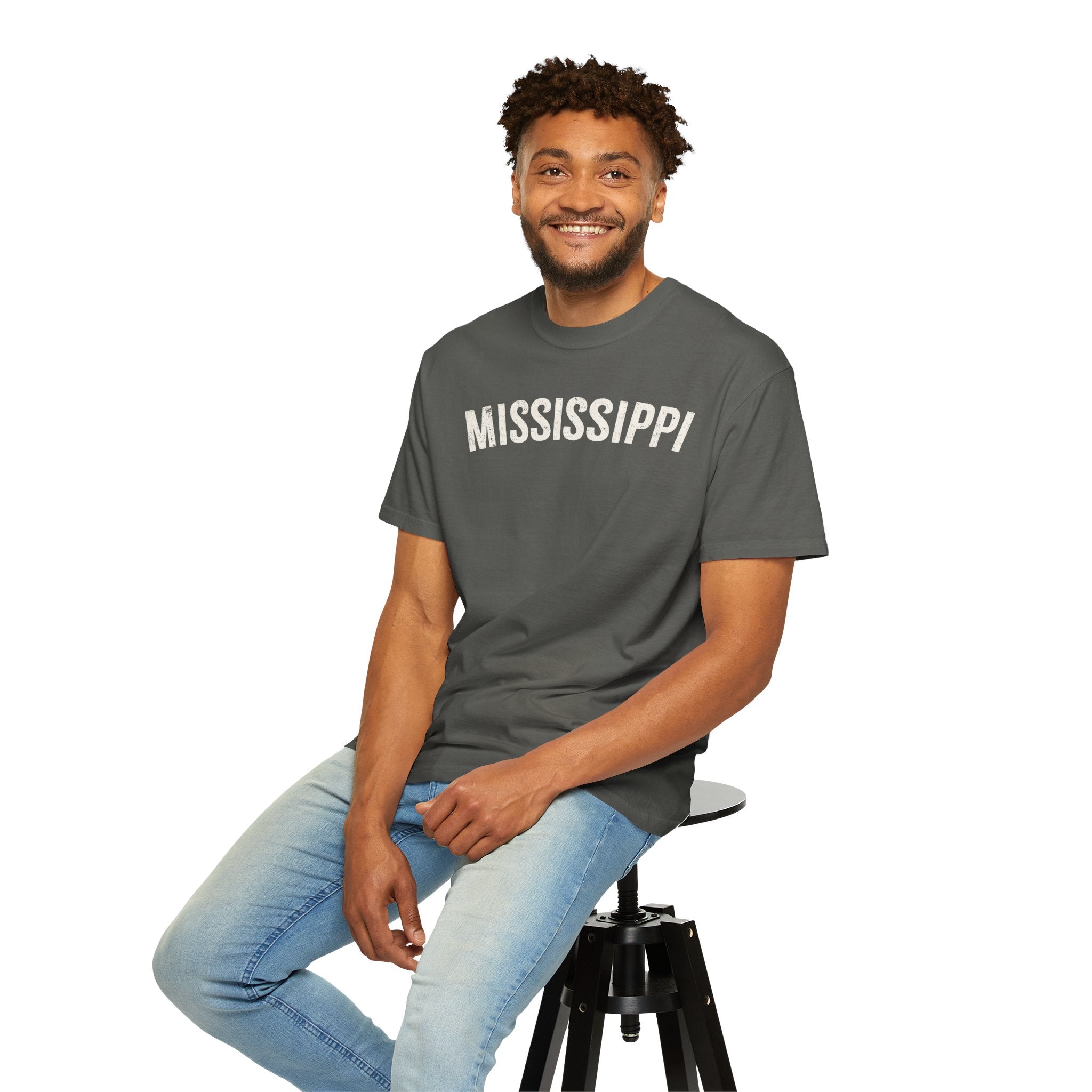 Mississippi Arch Tee - Bone Color Lettering