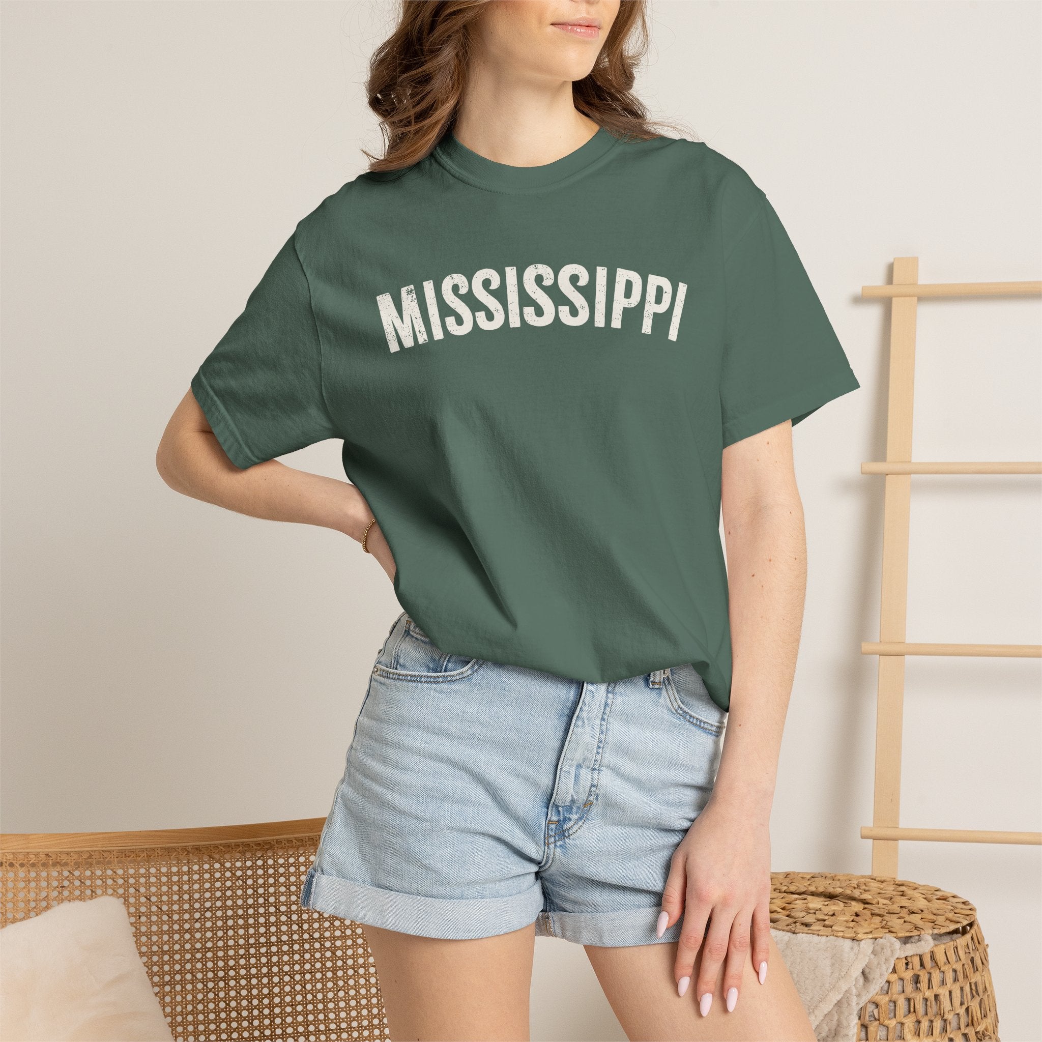 Mississippi Arch Tee - Bone Color Lettering