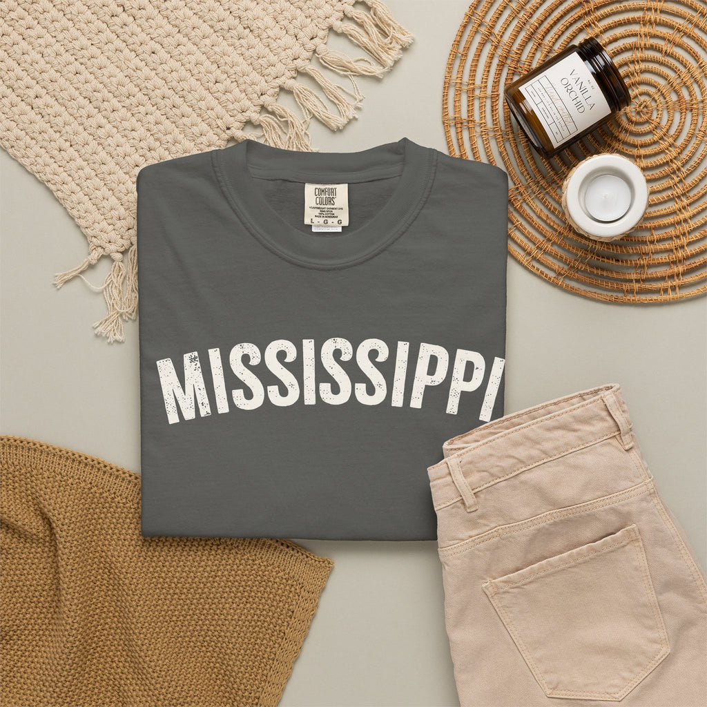 Mississippi Arch Tee - Bone Color Lettering