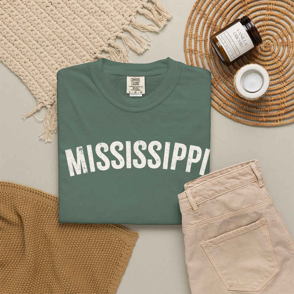 Mississippi Arch Tee - Bone Color Lettering