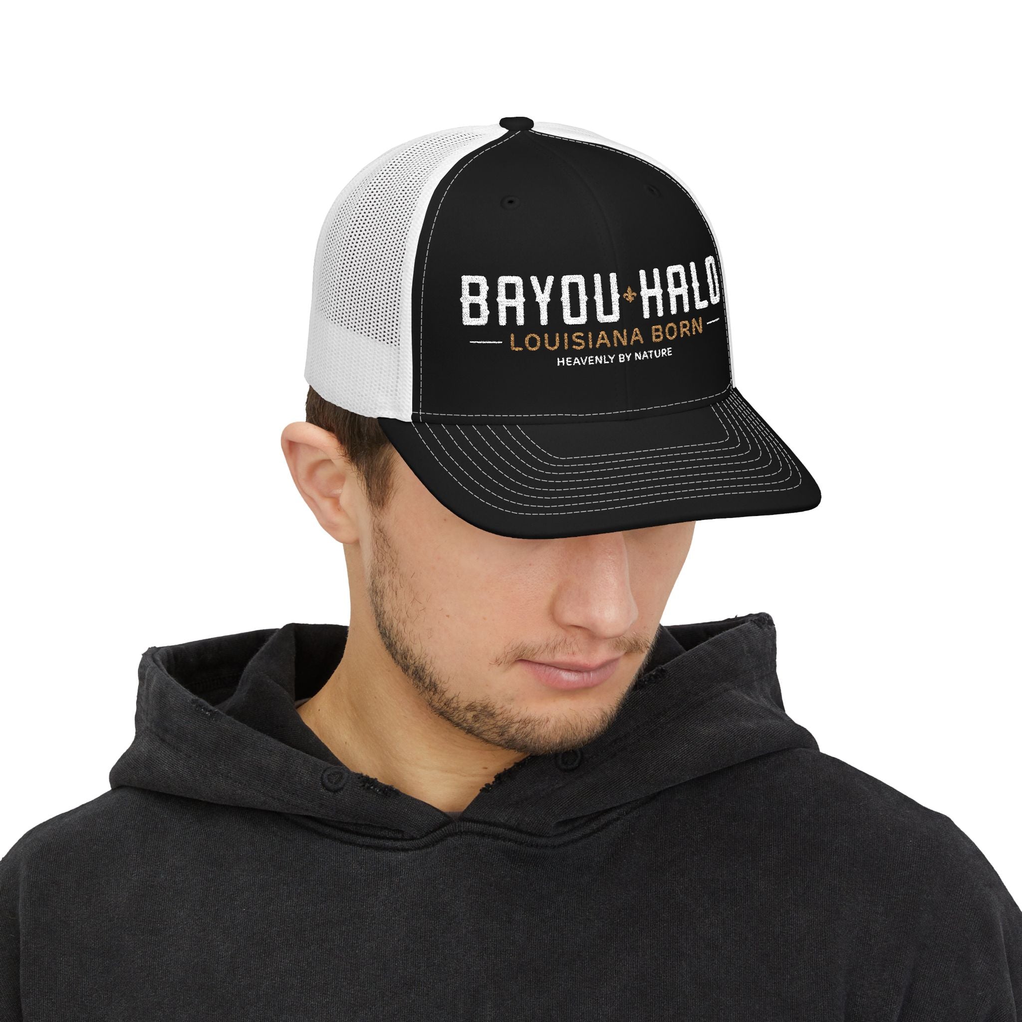 Bayou Halo Trucker Cap — Louisiana Born Mesh Snapback