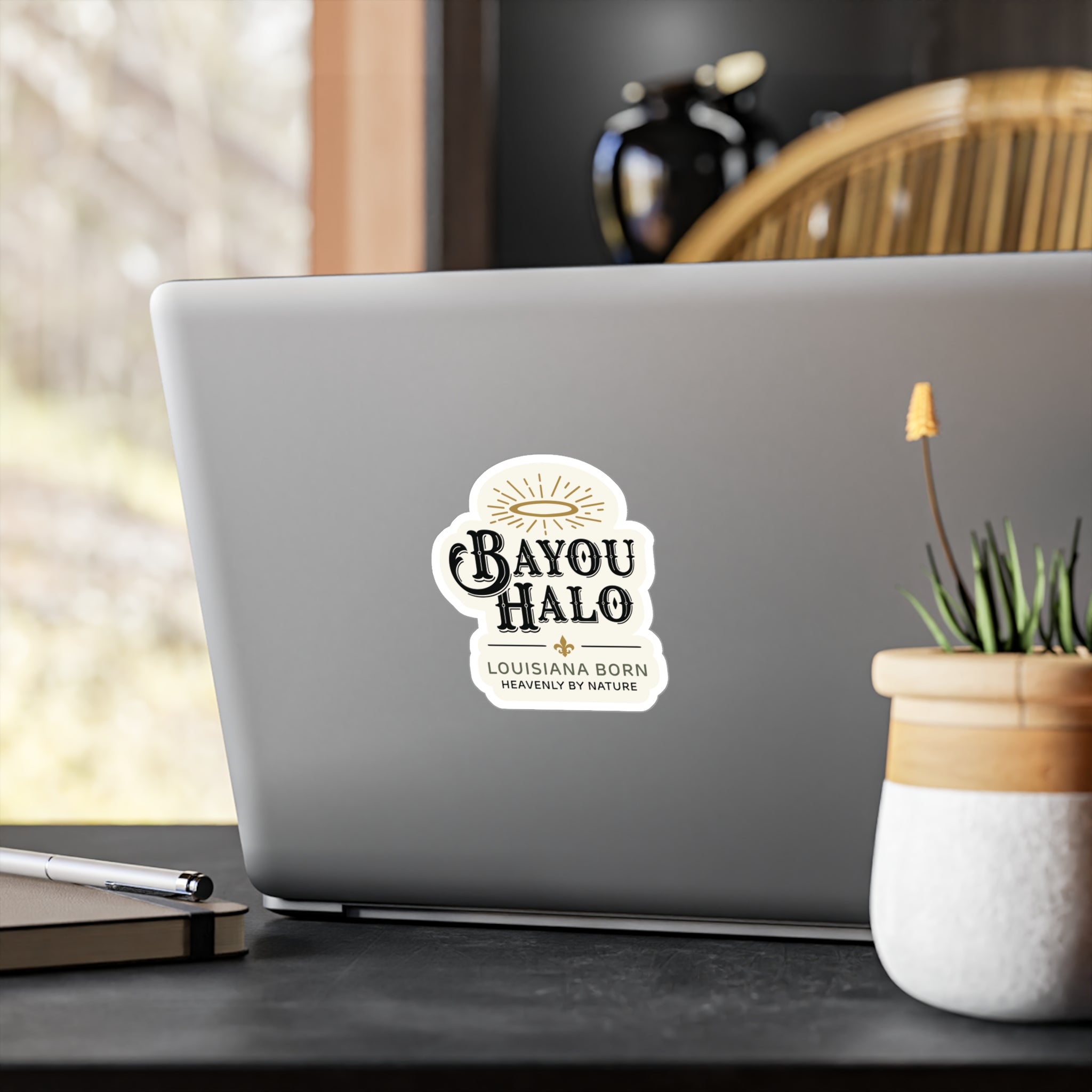 Bayou Halo Vinyl Sticker — "Louisiana Born, Heavenly By Nature"