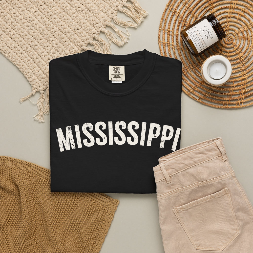 Mississippi Arch Tee - Bone Color Lettering