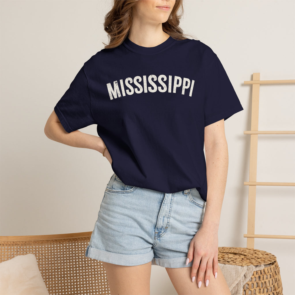 Mississippi Arch Tee - Bone Color Lettering