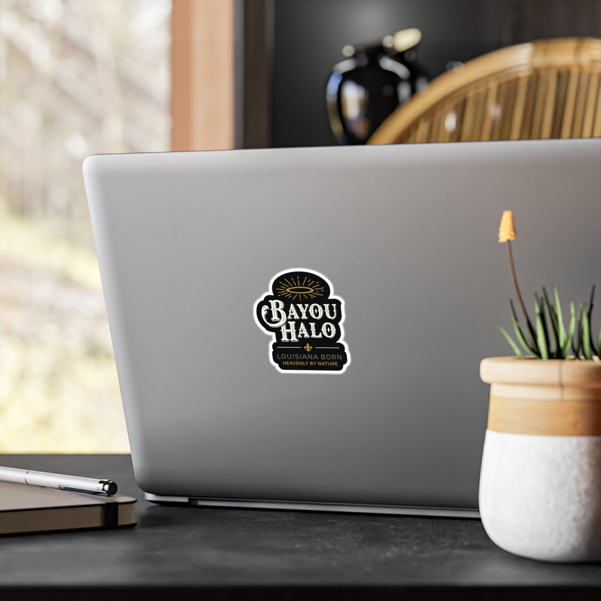 Bayou Halo Kiss-Cut Vinyl Sticker — "Louisiana Born, Heavenly By Nature"
